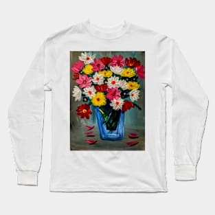 Some abstract mixed flowers in a metallic vase Long Sleeve T-Shirt